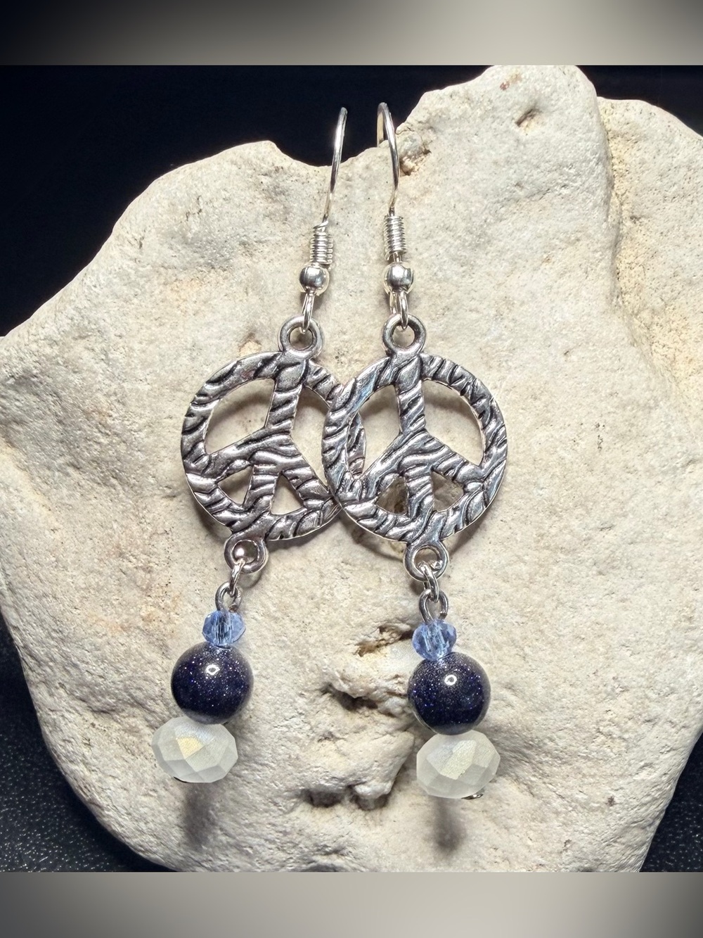 ✨Handmade✨ Silver Peace Sign Earrings  - Hypoallergenic